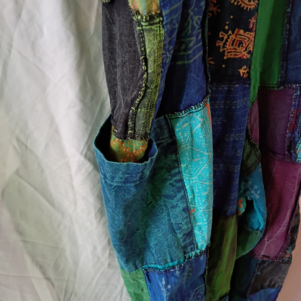 Patchwork Multicolor Boho Halter Jumpsuit in Blue… - image 4